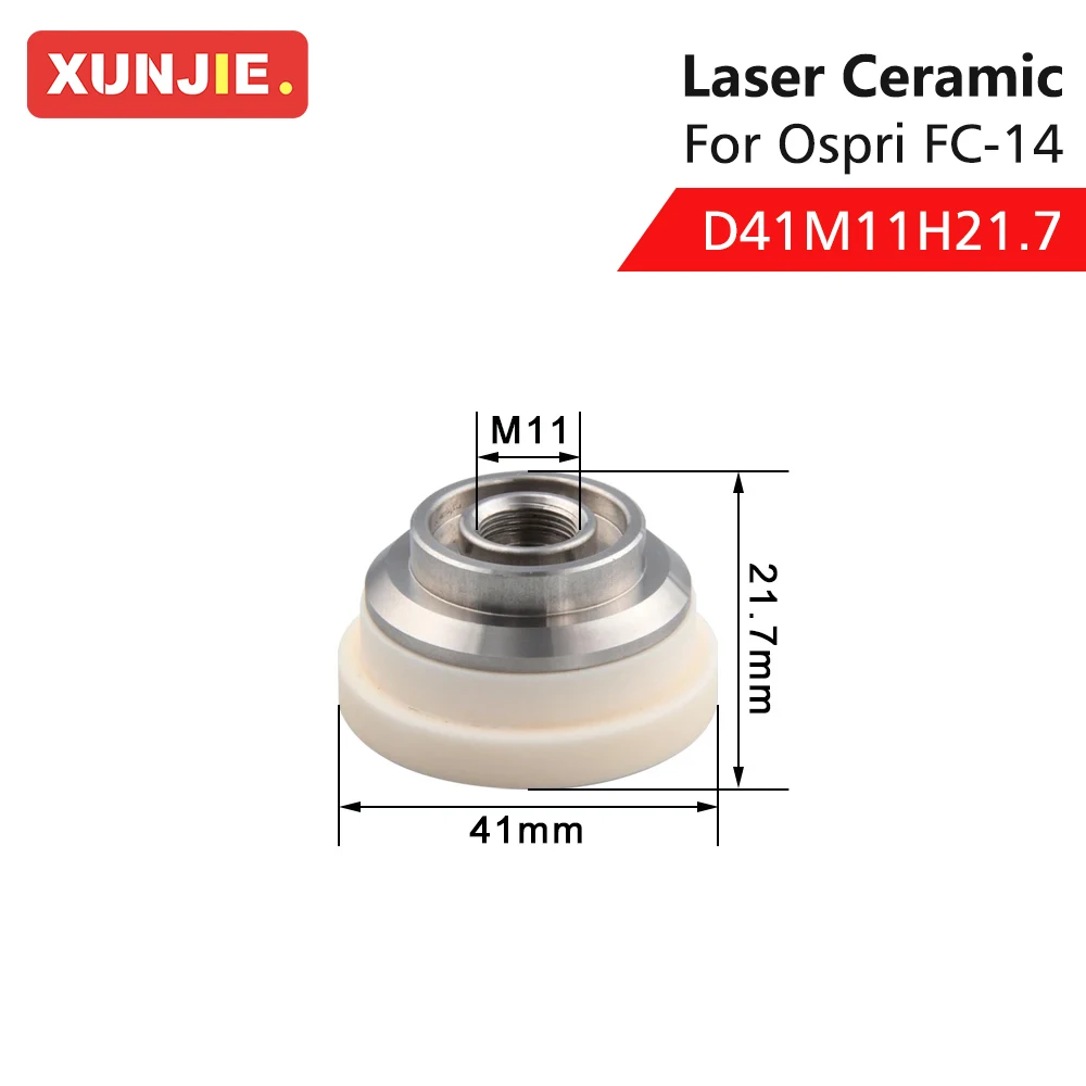 XUNJIE Ospri FC-14 Laser Ceramic Nozzle Holder OEM Model D41M11H21.7mm For Ospri Fiber Laser Cutting Machine Head