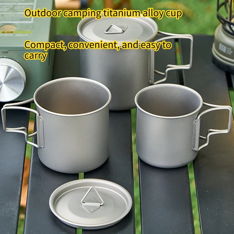 

Titanium Alloy Outdoor Water Cup Single-layer Folding Portable Camping Barbecue Tea Coffee Mug EDC