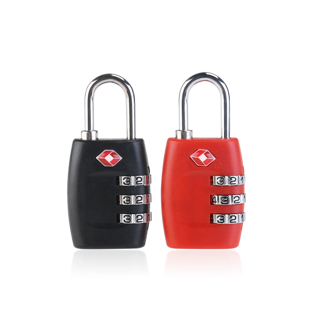 

2pcs TSA-335 TSA Approved Security Luggage Padlock 3- Combination Password Lock Padlock (Red+Black)