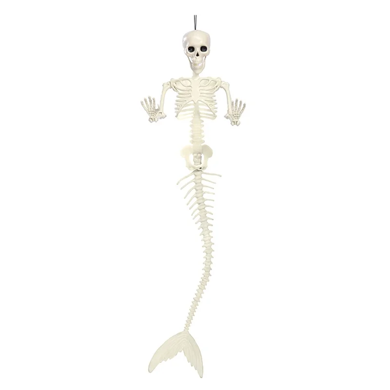 Mermaid Skeleton Halloween Outdoor Decorations, Scary Halloween Skeleton Life Size for Graveyard Haunted House