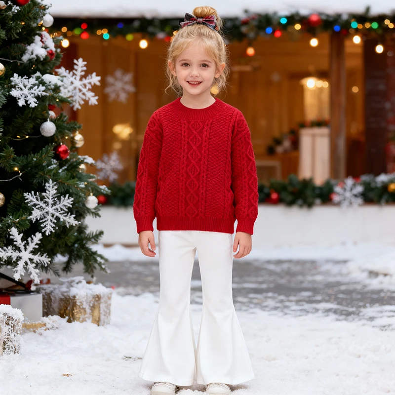 2025 جديد عيد الميلاد الحياكة سترة بلايز الاطفال 2-7Y البلوز الخريف طفل الفتيات سترة ملابس الأطفال بلوزة فضفاضة غير رسمية #1