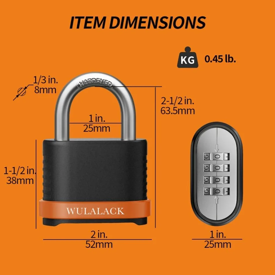 4 Digit Heavy Duty Combination Lock, Weatherproof Combo Padlock for Outdoor Use Suitable for Sheds, Fences, Gates, Hasps and St