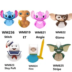 Stitch Alien Cartoon Doll Building Blocks Kawaii Mini Action Figure Head Assembly Toys Children's Educational Toys Gift