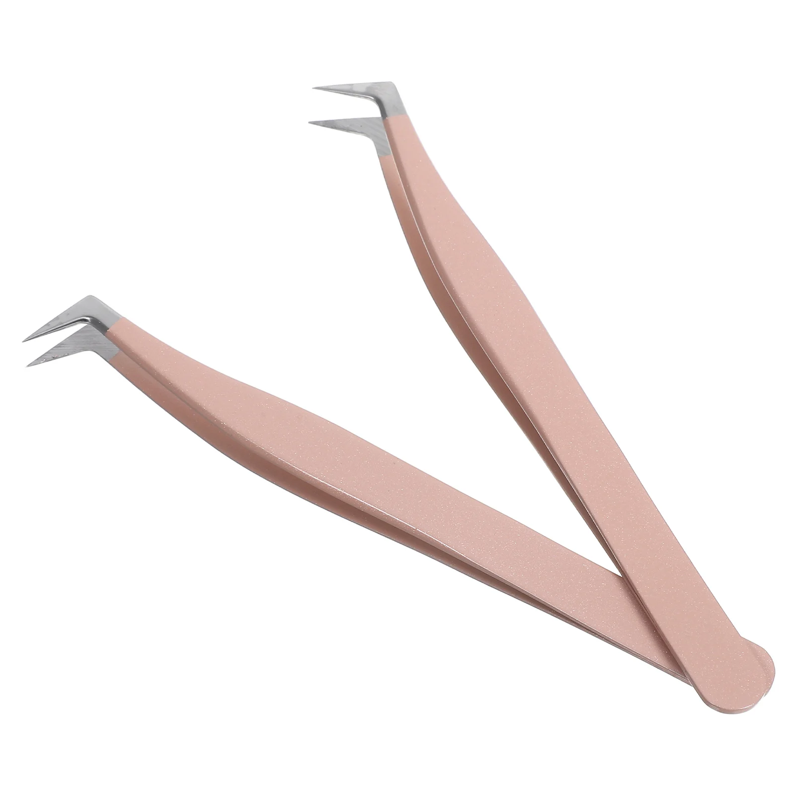 

2pcs Stainless Steel Eyelash Extension Tweezers Curved Tip Lash Applicator Grafting Forceps Facial Hair Removal Tool Precision