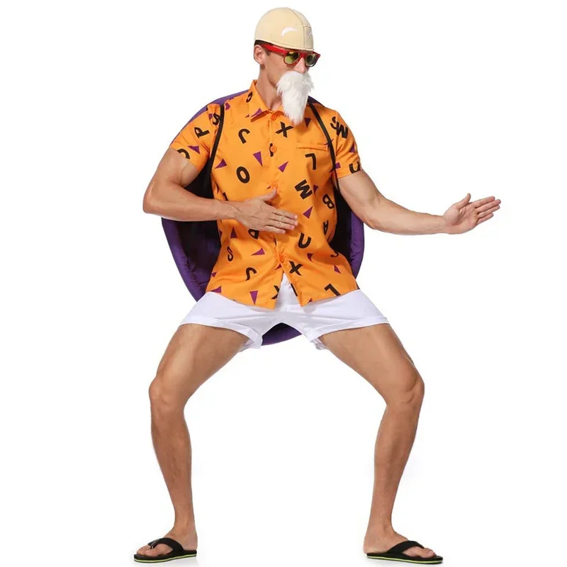 Master Roshi Anime Cosplay Costume Set pour hommes, Costumes d'Halloween, Vêtements de performance de fête adulte, MN7