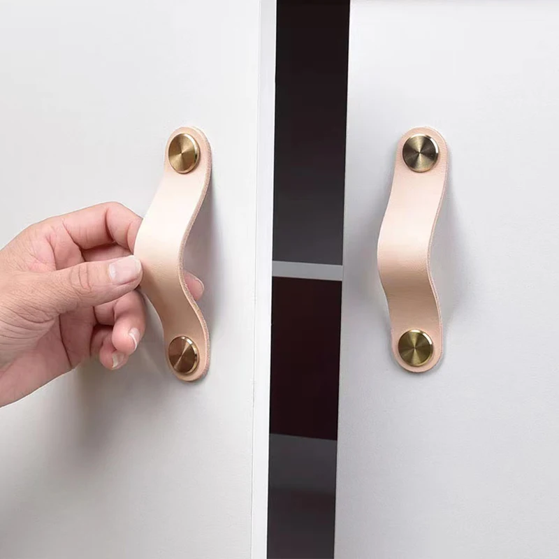 Modern Cabinet Handles Drawer Furniture Handle Leather Black Handles Wardrobe Kitchen Knobs Hardware Door Pulls