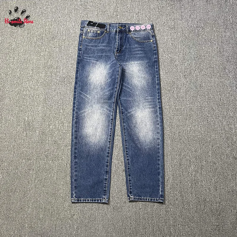 Good Quality Cactus Jack Straight Denim Pants Men Woman 1:1 Washed Do Old Blue Vintage Casual Trousers