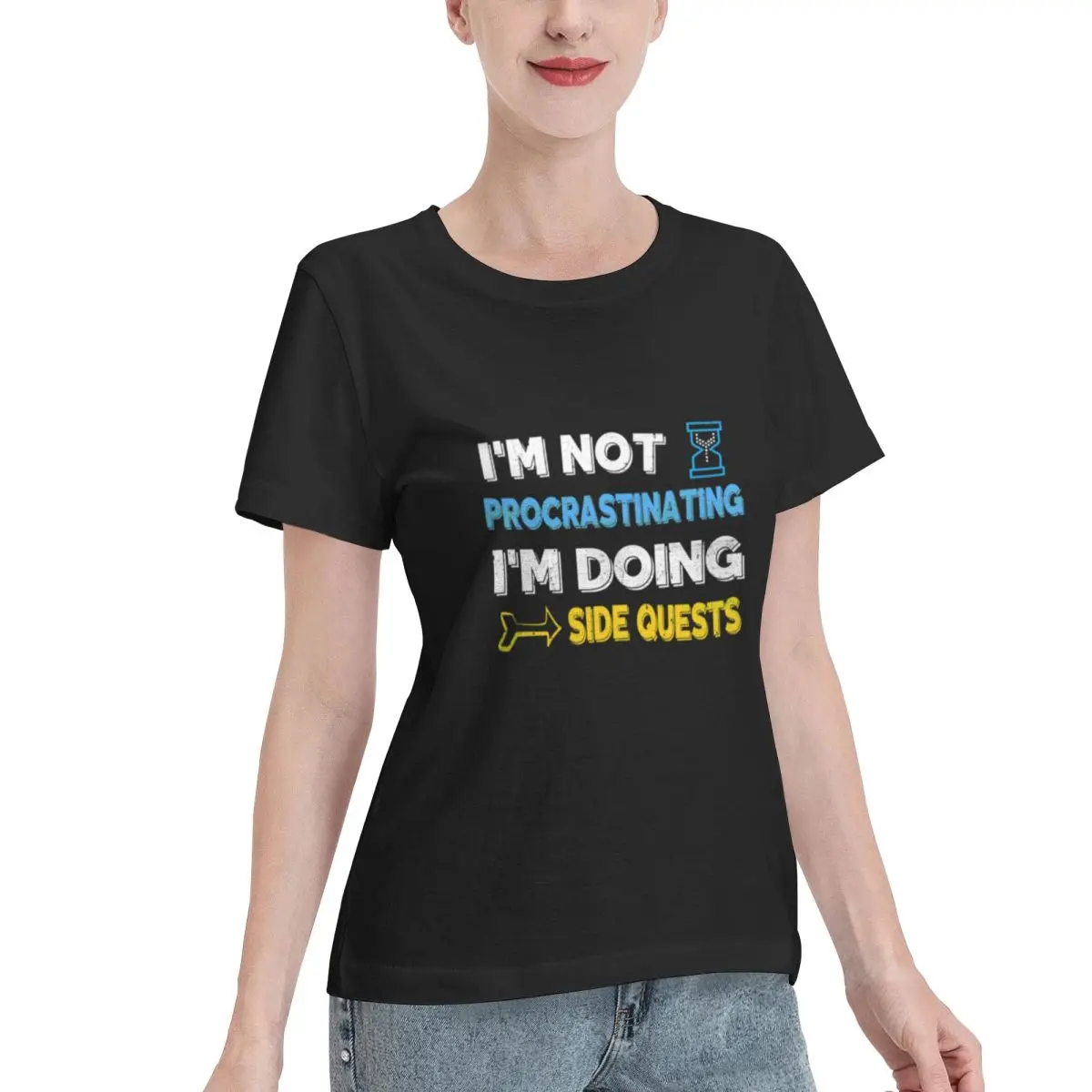 Autumn Inner I M Not Procrastinating I M Doing Side Quests Women's T-shirt Y2K College Girls Top