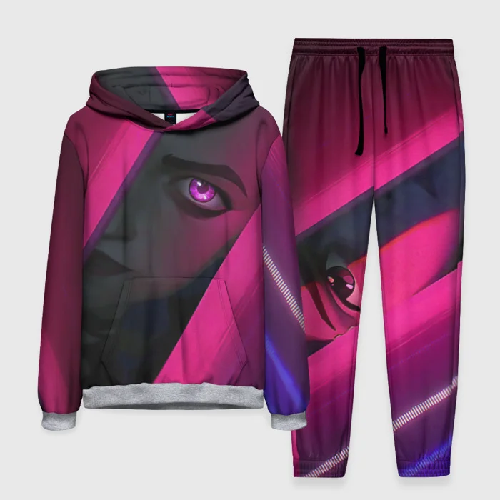 Anime arcano liga jinx gráfico hoodies calças 2 pçs conjunto impressão 3d das mulheres dos homens agasalho outfits casual harajuku pulôver jogger conjunto