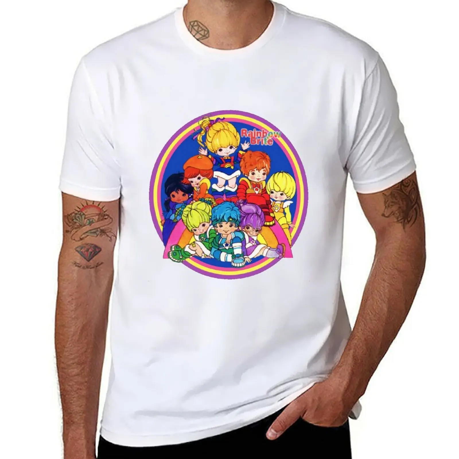 2025 New model Fashionable and Innovative ainbow Brite T-Shirt man t shirt cotton high quality t shirts for man pack white T-Shi