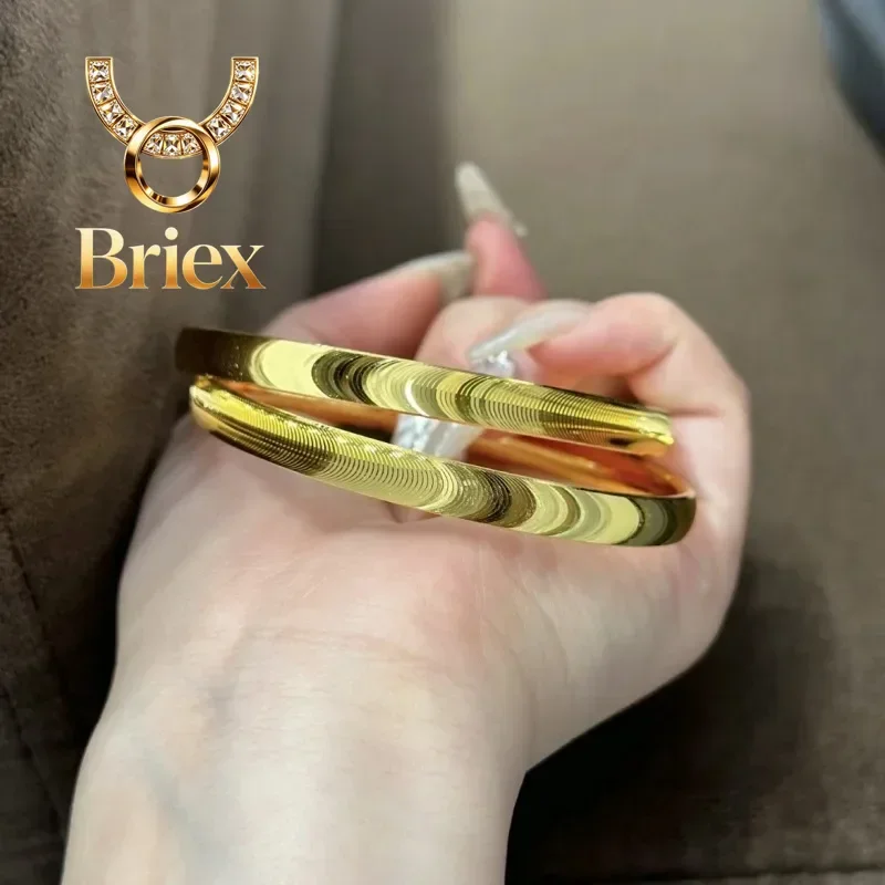 

Briex Jewelry Cat's Eye Bracelet Real 18k Gold Bangles for Woman High-quality Luxury AU750 Bangles Party Banquet Fine Jewelry 18