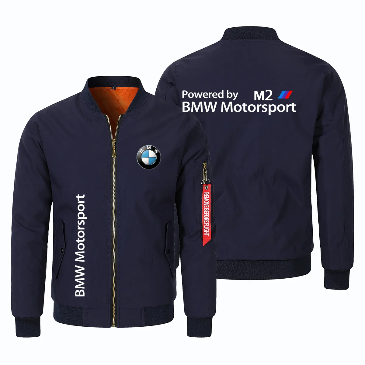 Jaket sepeda motor BMW pria dan wanita, mantel penerbangan Logo BMW tebal dengan jaket ritsleting katun