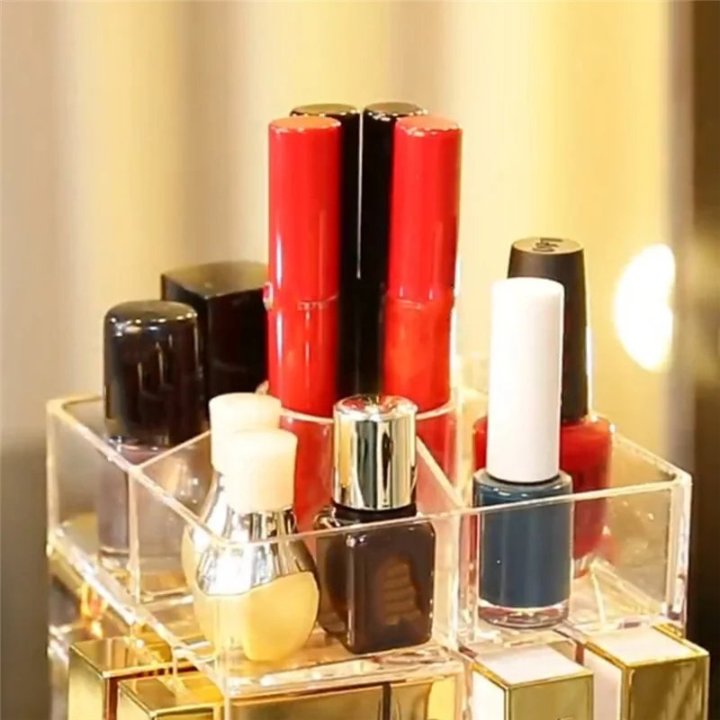 

ABKO-Стеллаж для демонстрации губной помады вращает на 360 градусов акриловую стойку для хранения помады может хранить косметику для губной помады и т. д.