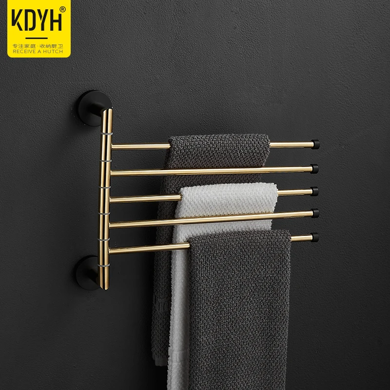 XK Copper Towel Rack Punch-Free Bathroom Rack Bathroom Storage Rack Folding