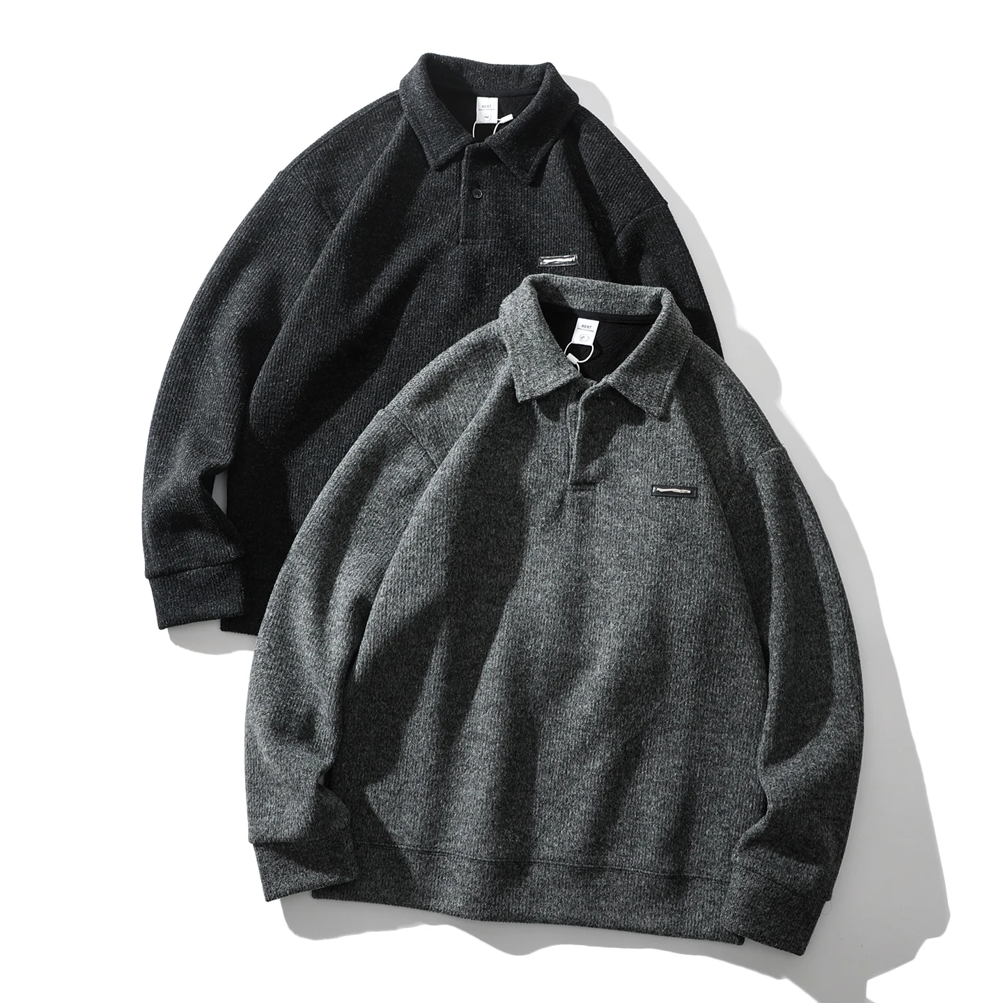 

Floral Knitted Fabric Long Sve Sweatirt for Men Warm Fce Lined Turn down Collar Casual Comfortable Knitwear
