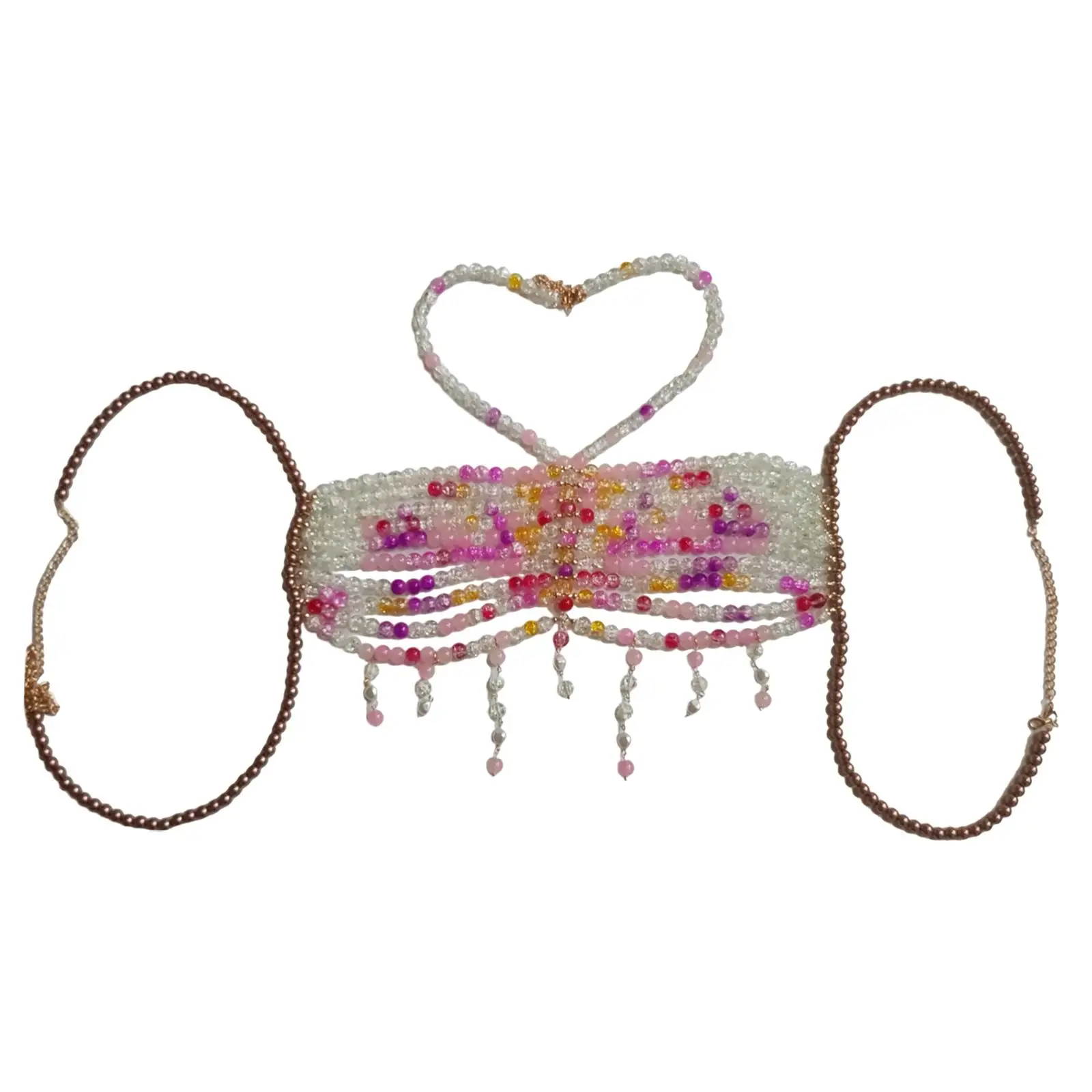Beaded Body Chain Halter Colorful Beads Chain Bra Unique Womens Body Chain Bra for Beach Stage Performance Party Holiday Summer