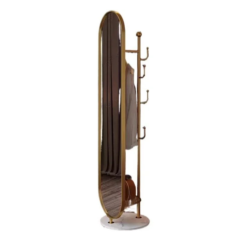 Light luxury full body full-length mirror household clothes and hats hanging hangers integrated mobile bedroom floor mirror