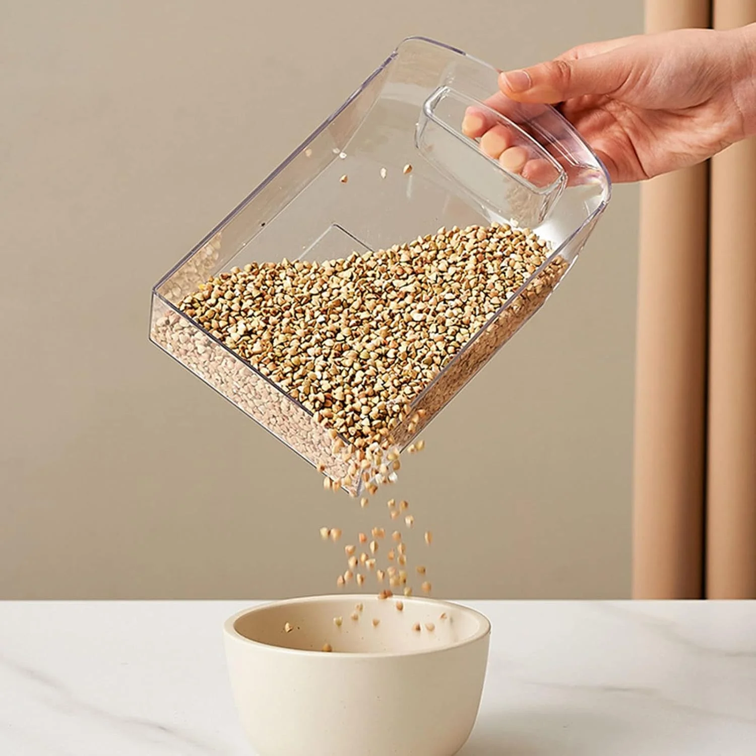 360° Rotating Grain Container Food Dispenser with Measuring Cylinder and Lidded Resistant Household  Storage Containers