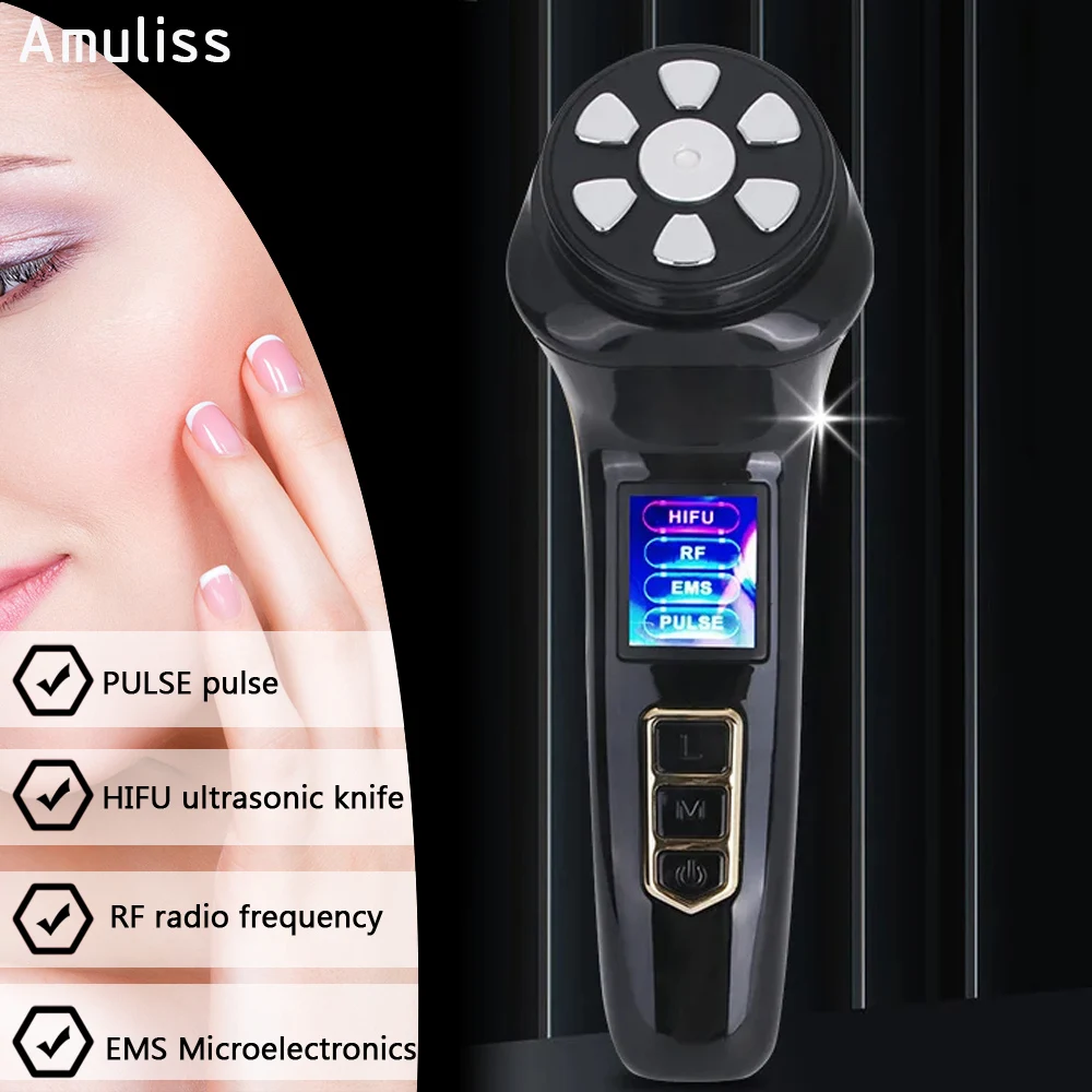 

Amuliss Professional Mini Home Ems Rf Facial Lifting Pulse Neck Face Beauty Ems Led Facial Massager Device Hifu For Women