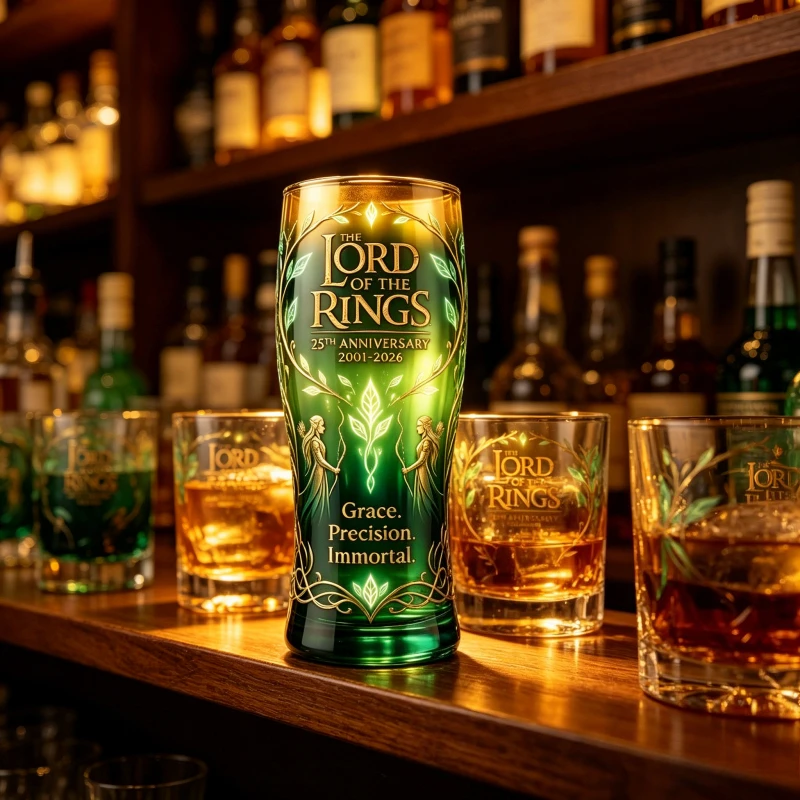 Copo de cerveja com tema de Senhor dos Anéis, verde elfo com gradiente, copo de cerveja de grande capacidade, copo de cerveja comemorativo para colecionadores.