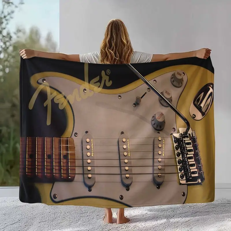 Vintage Fender Guitar Rock Music Soft Flannel Throw Blanket,Cozy Warm Blanket for Bed,Sofa,Living Room,Picnic,Camping,Home Decor