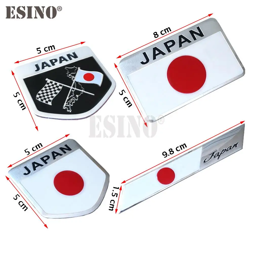 Car Styling Japan National Flag 3D Metal Chrome Aluminium Alloy Decorative Emblem Adhesive Badge Sticker Decal Auto Accessory