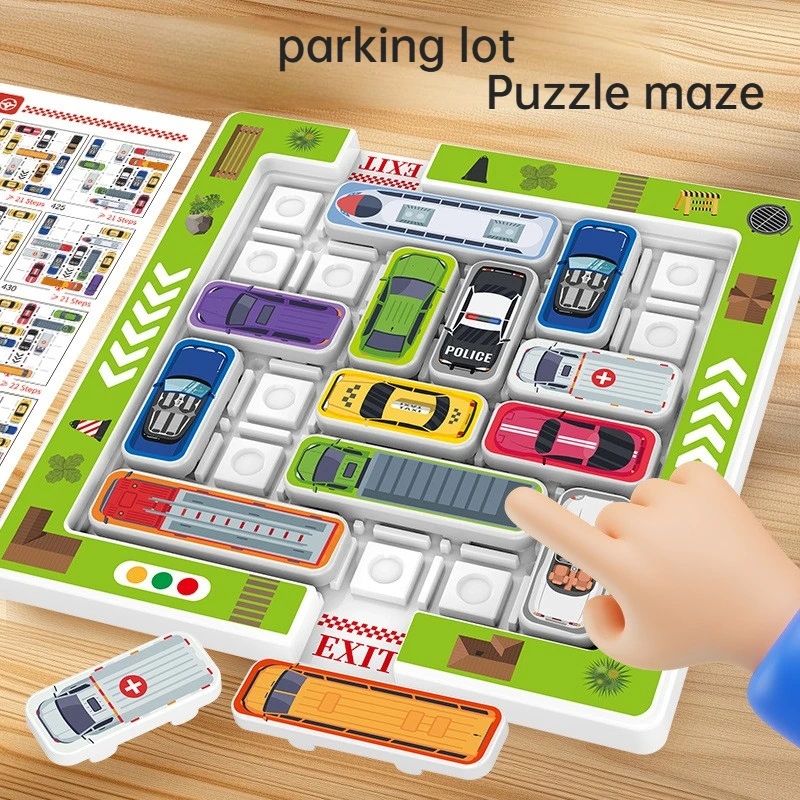 Kid's Educational Puzzle Game for Logical Thinking and Concentration Parking Lot with Moving Vehicles Sliding Puzzle  Maze Toys