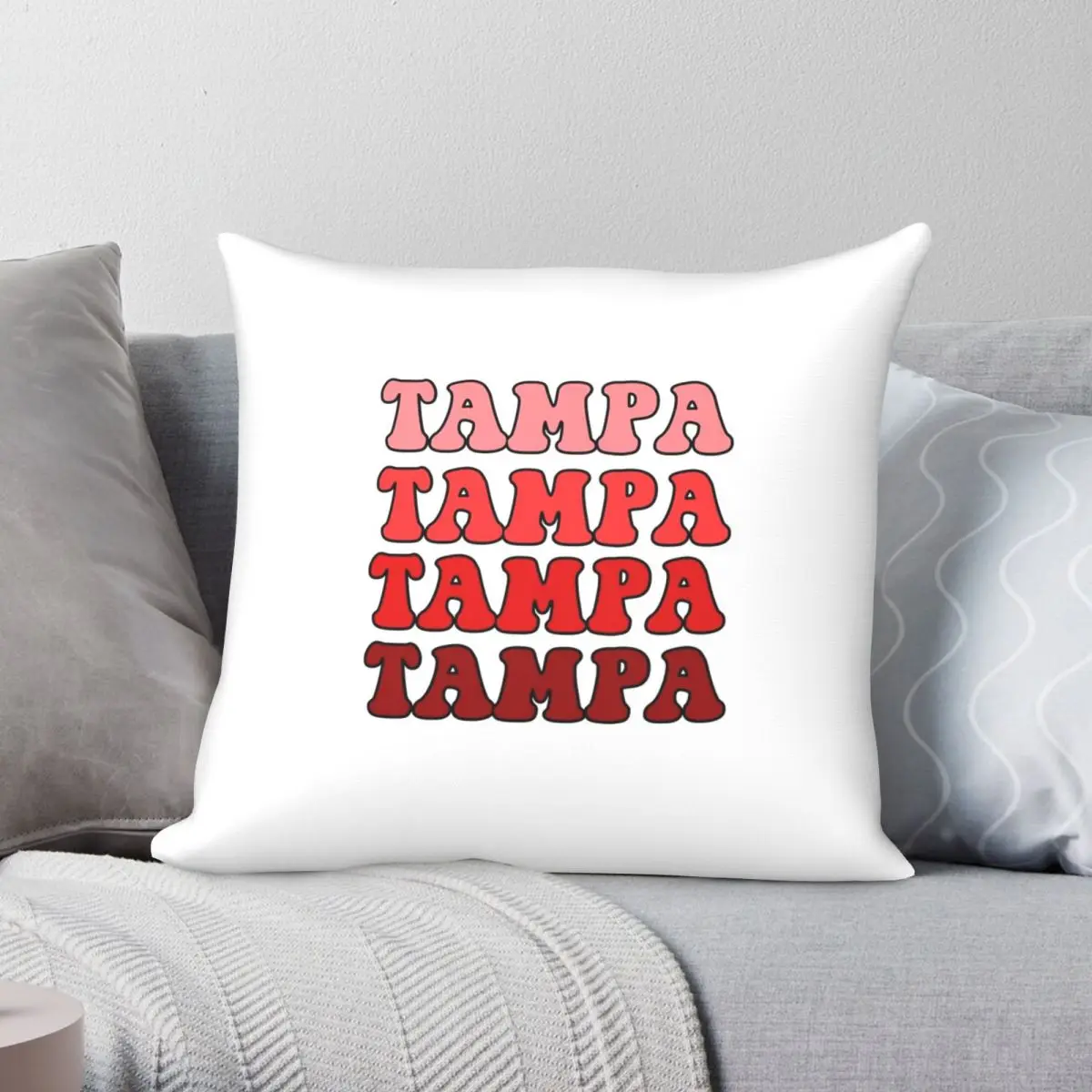 U Tampa Gradient Text Square Pillowcase Polyester Linen Velvet Printed Zip Decor Pillow Case Car Cushion Cover