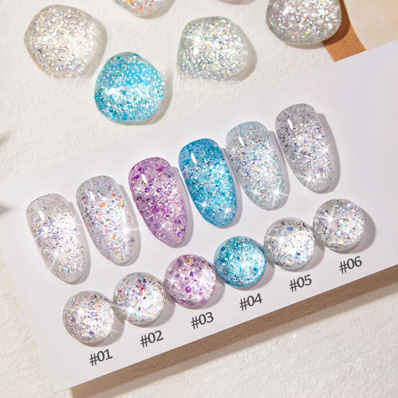 เจลทาเล็บ ZH Super Flash Summer Whitening Nail Phototherapy Gel Nail Art 2025 ยอดนิยม ลาย Bubble Iced Tea Series ประกายกลิตเตอร์ 1 ชิ้น