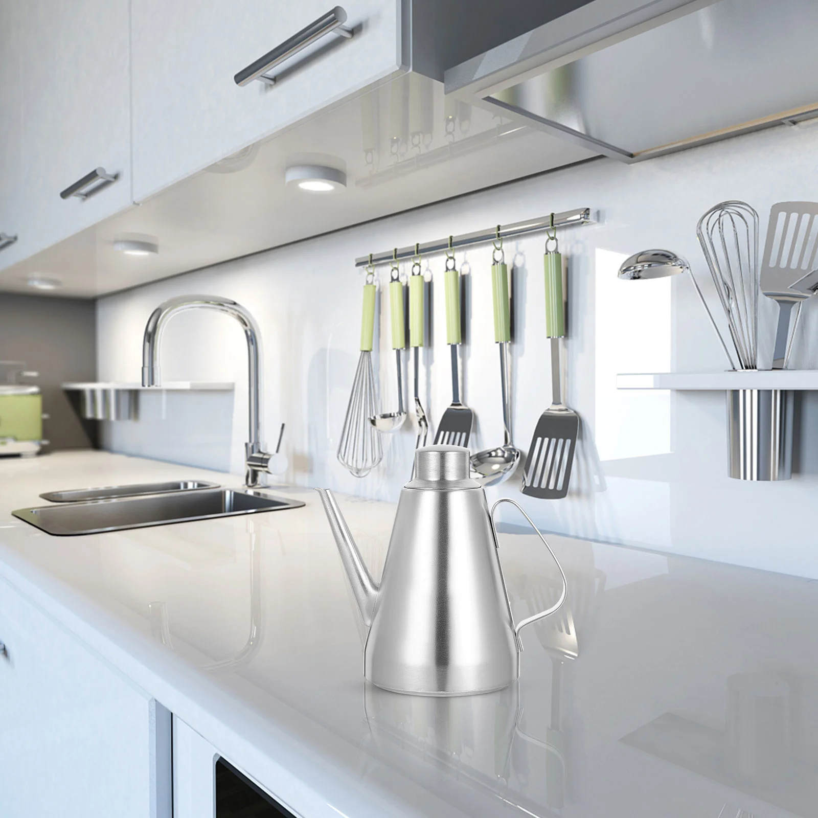 

700Ml Stainless Steel Oil Dispenser with Long Spout Anti- for Olive Oil Vinegar Soy Use Bottle for Home