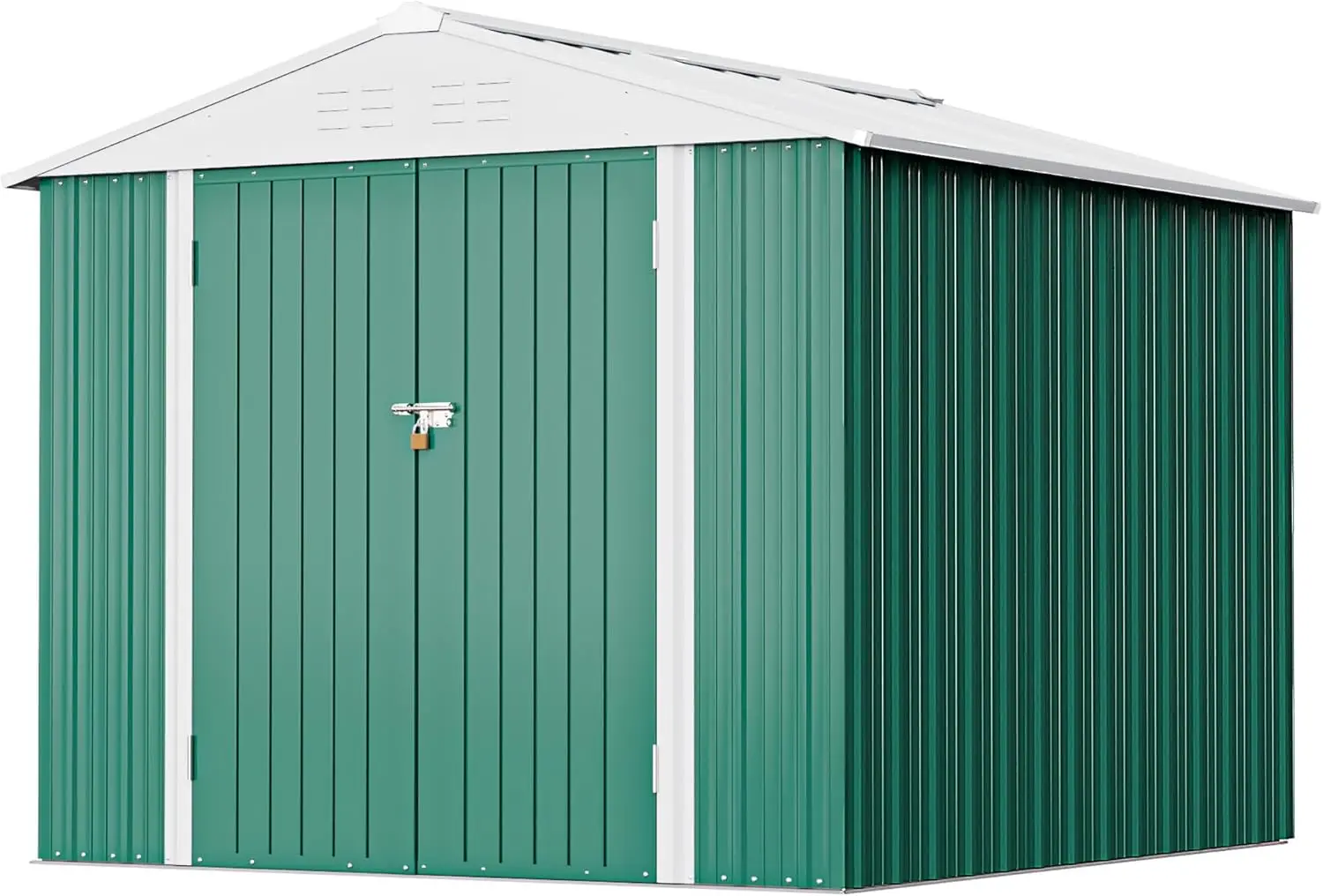 Greesum Outdoor Storage Shed 6 x 8 ft. Utility Tool Shed Metal Storage Garden Shed with Door & Lock for Patio Storage, Green