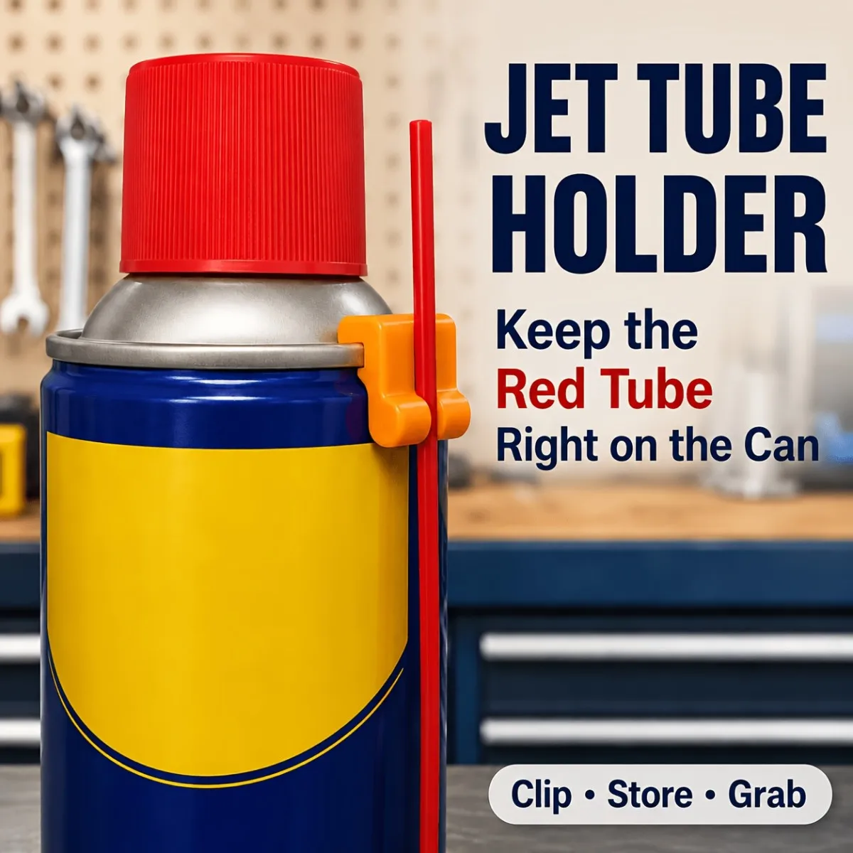 Spray can suction pipe clamp, compatible with WD-40, pipe storage bracket, nozzle extension pipe organizer
