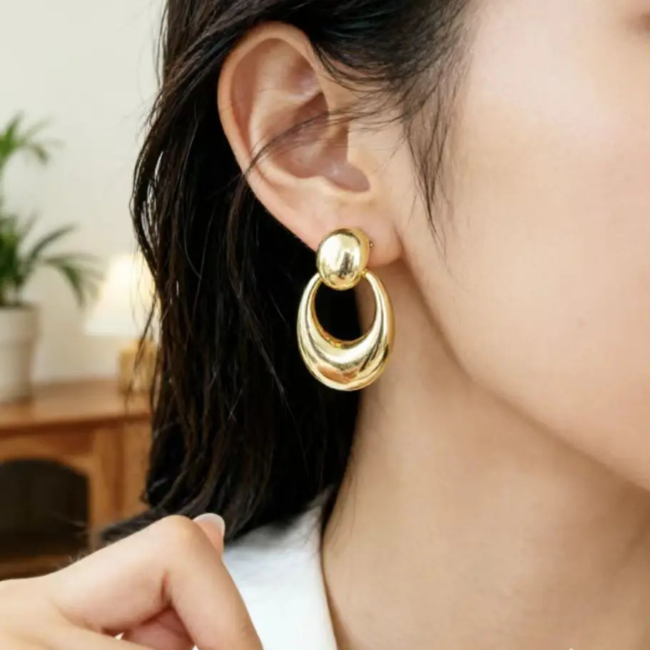 925 Silver Needle Vintage Bean Water Drop Earrings For Women Jewelry 2026 Trending New Luxury Gold Color Circle Earrings A55
