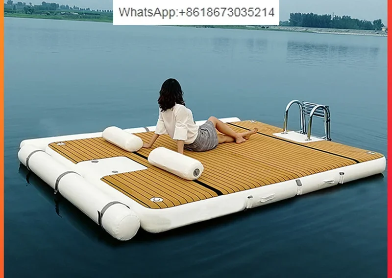 Outdoor swimming Inflatable floating row Sea surface rest Floating bed Motorboat dock Floating mat Fishing platform