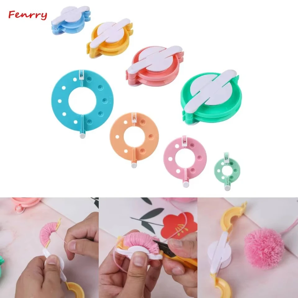 Fenrry 4Pcs/set Different Sizes Round Pompom Maker Fluff Ball Weaver Tools DIY Knitting Tool Suitable for Hat Scarf Decoration