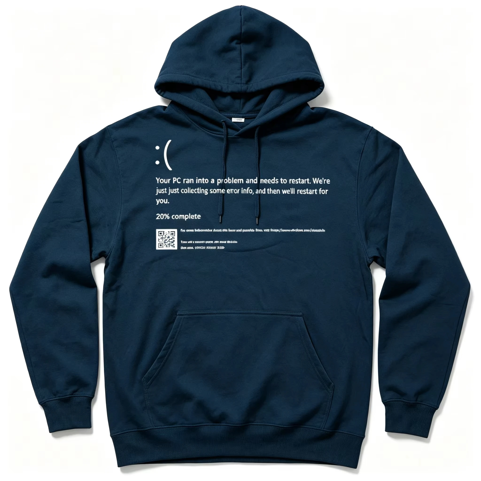 New Fun Blue Screen of Death Geek Halloween Party Pattern Hoodie Men's Fashion Casual Oversized Sweatshirt