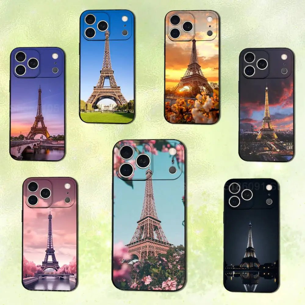 

Famous Eiffel Tower Paris Phone Case For iPhone 14,13,17,12,11,16,15,Plus,Pro Max,XS,X,XR,SE,Mini,Soft Silicone Black Cover