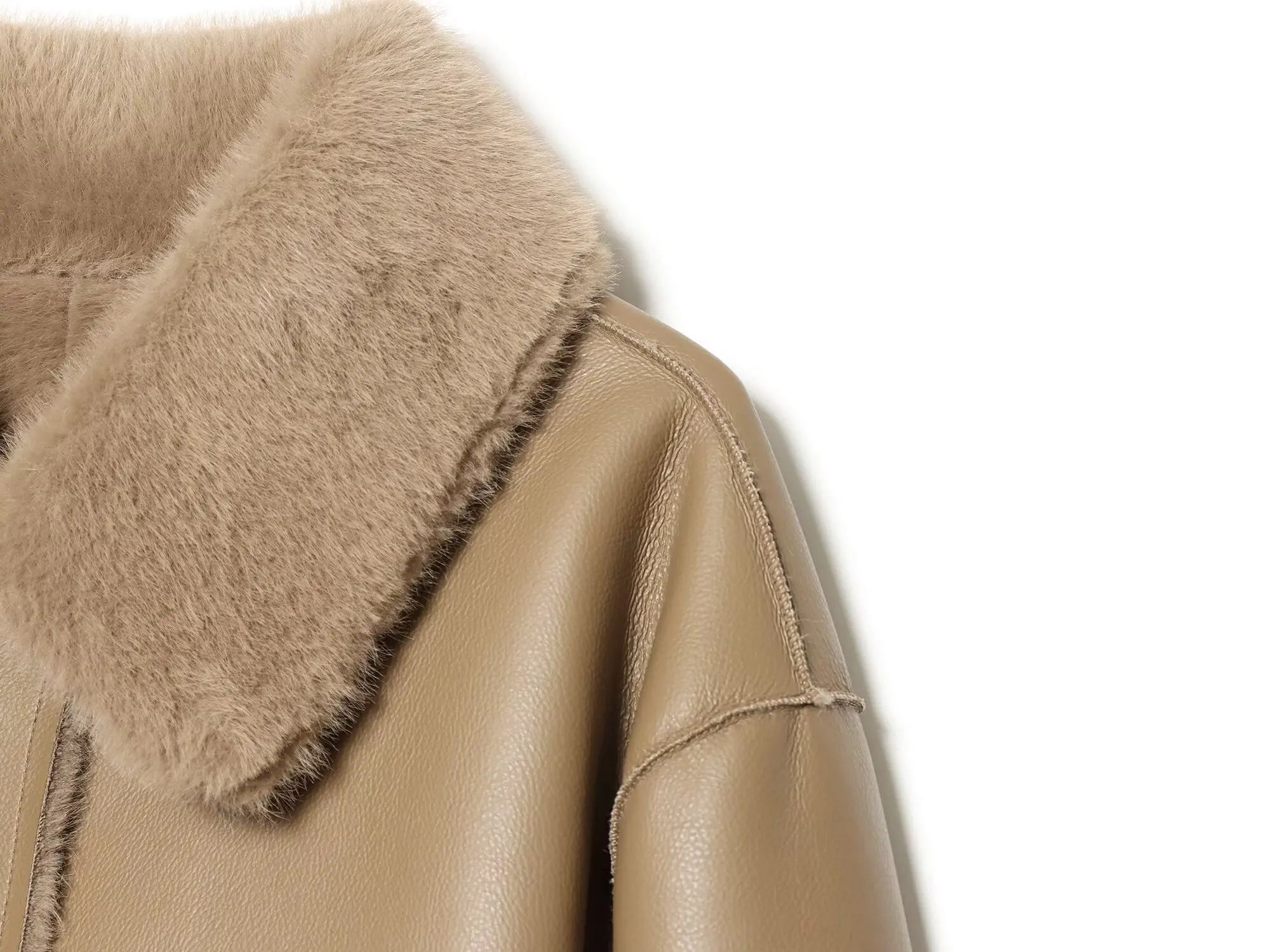 KONDALA Damen Vintage Chic Kunstpelz- & Lederjacke Elegante Doppelseitige Wendbare Jacke 2026 Herbst Winter Pendler-Freizeitmantel – Detail 7