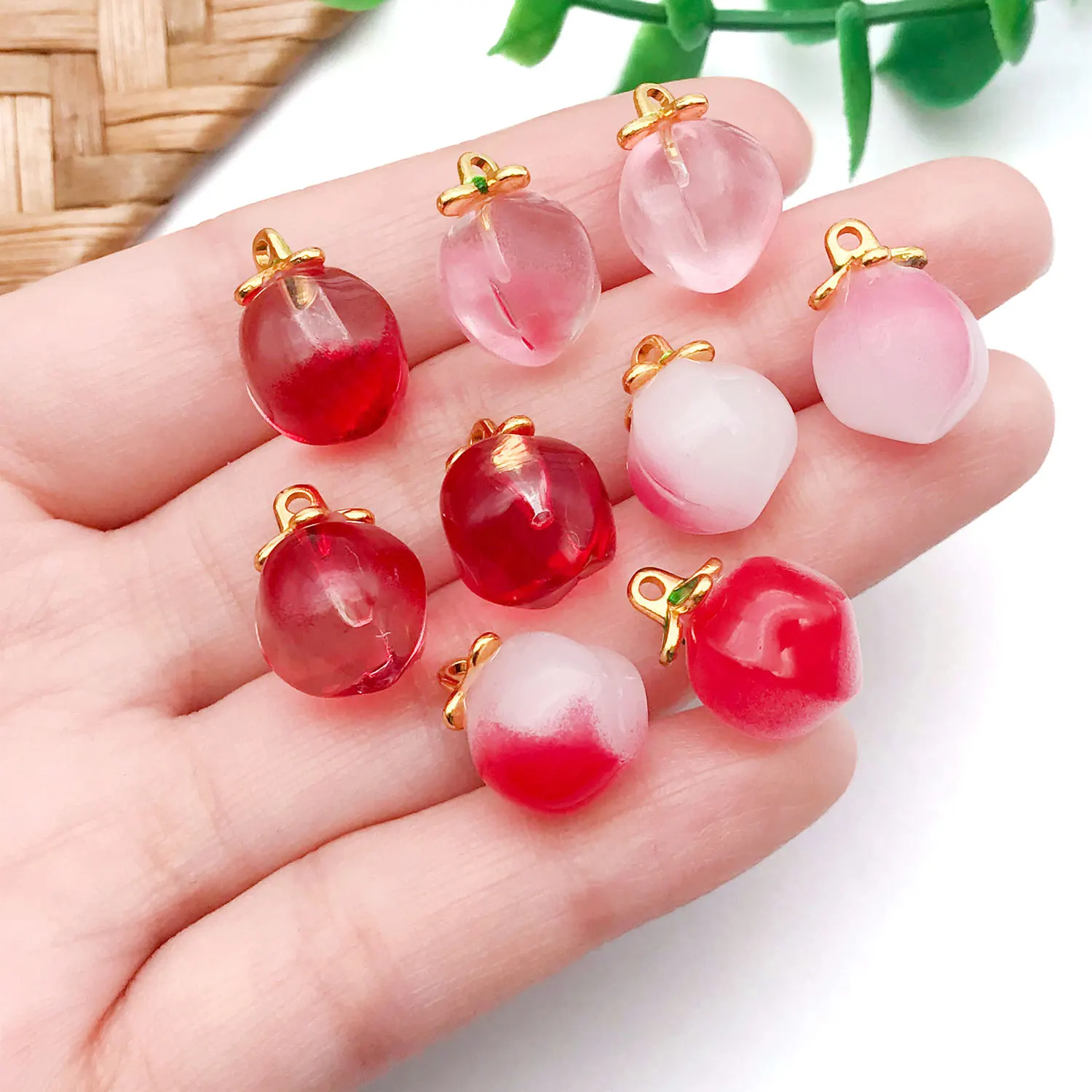 5/10 قطعة المعلقات الزجاجية سوار الخوخ الصغيرة المتدلية سحر DIY لطيف الكورية نمط الاكسسوارات نازف المعلقات فضفاض الخرز. #2