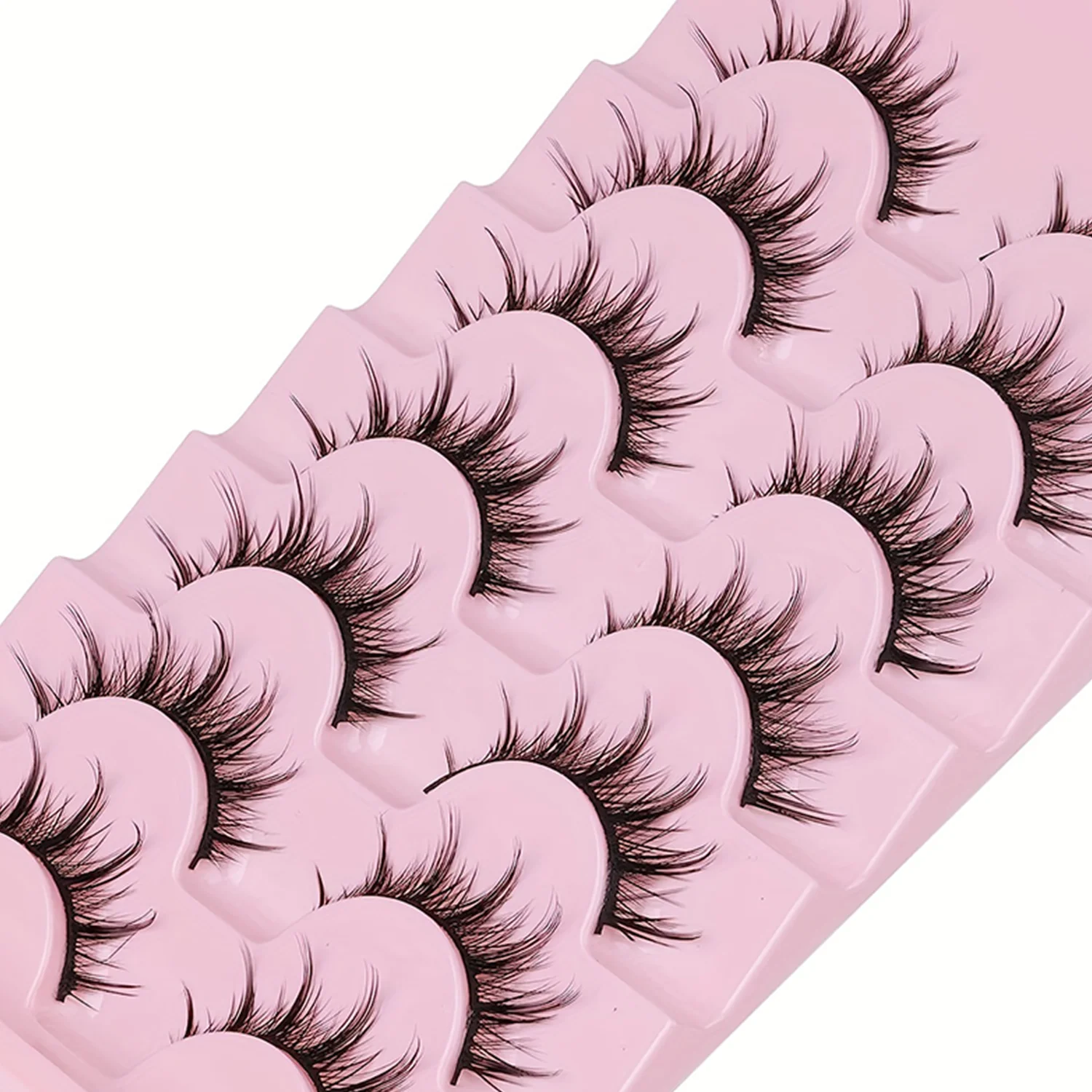 Natural Look False Eyelashes Anime Wispy Fluffy Spiky 3D Volume Eyelashes Pack Korean Japanese Asian Cosplay 7 Pairs