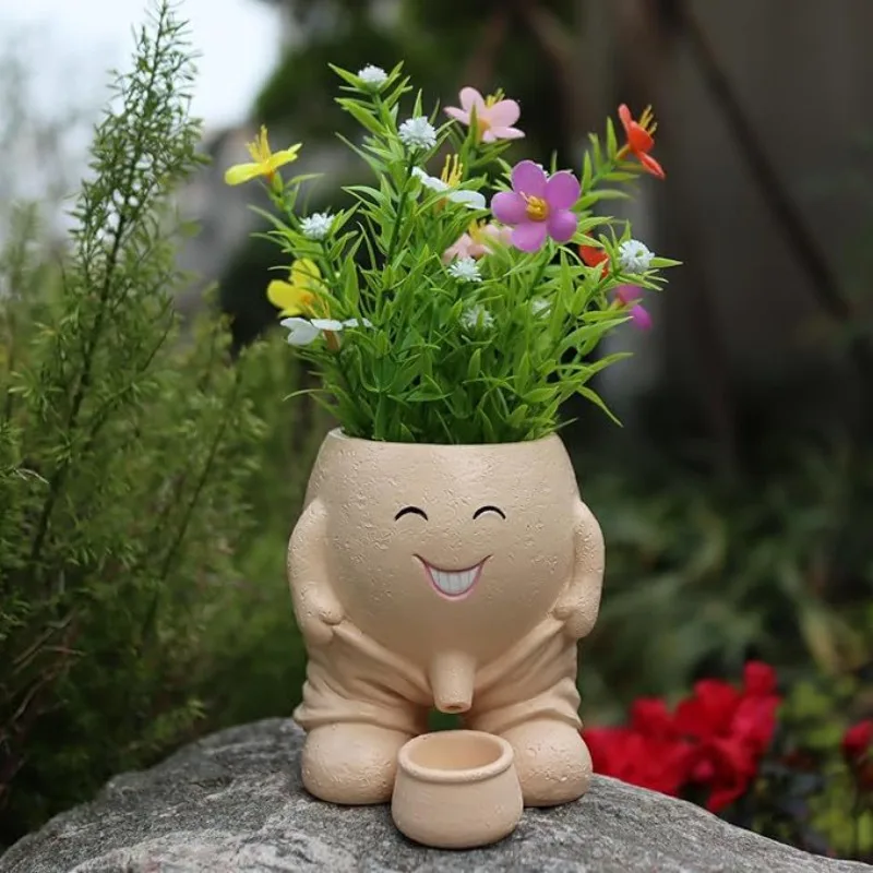 Nordic Green Plant Pot, Horticultural Flower Vase Creative Doll Resin Ornament Outdoor Succulent Flowerpot Hanging Planter