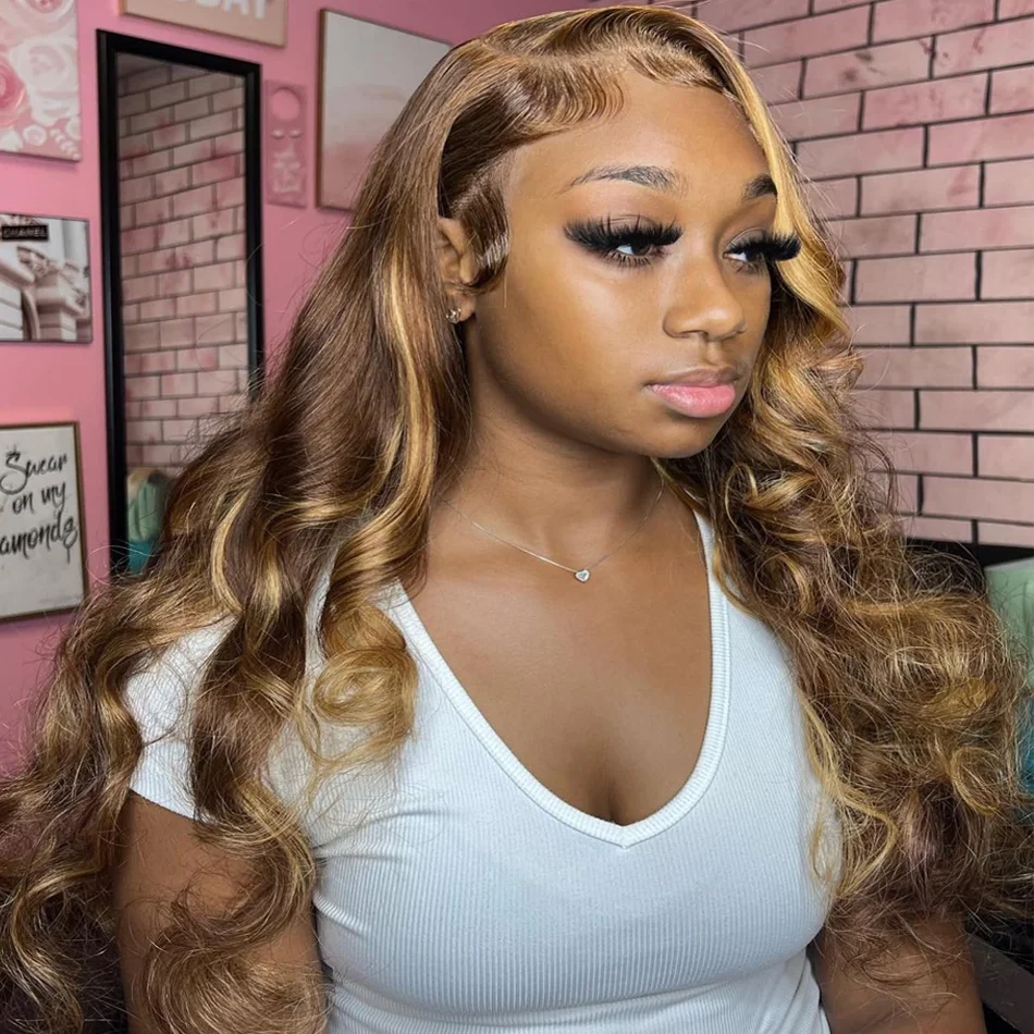 Highlight Ombre 13x4 Lace Front Wig Human Hair Body Wave 13x6 Lace Frontal Wig Highlight Ombre Blonde Body Wave Wig