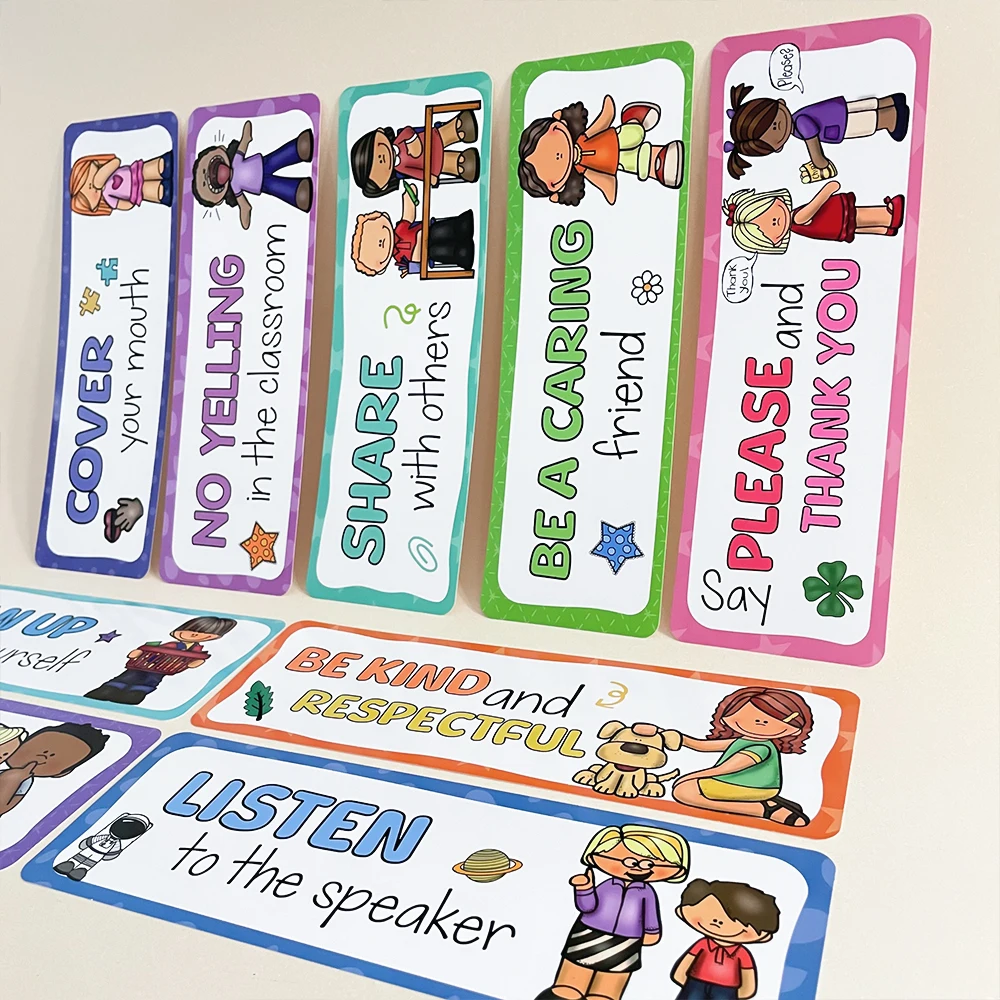 Classroom Rules English Learning Cards for Kids Kindergarten Teacher Teaching Aids Classroom Decoration Social Cognitive Card