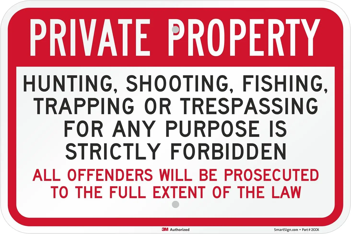 Propiedad Privada - Caza, Pesca y Entrada Prohibida; Señalización de SmartSign | Aluminio Reflectante de Grado Ingeniería