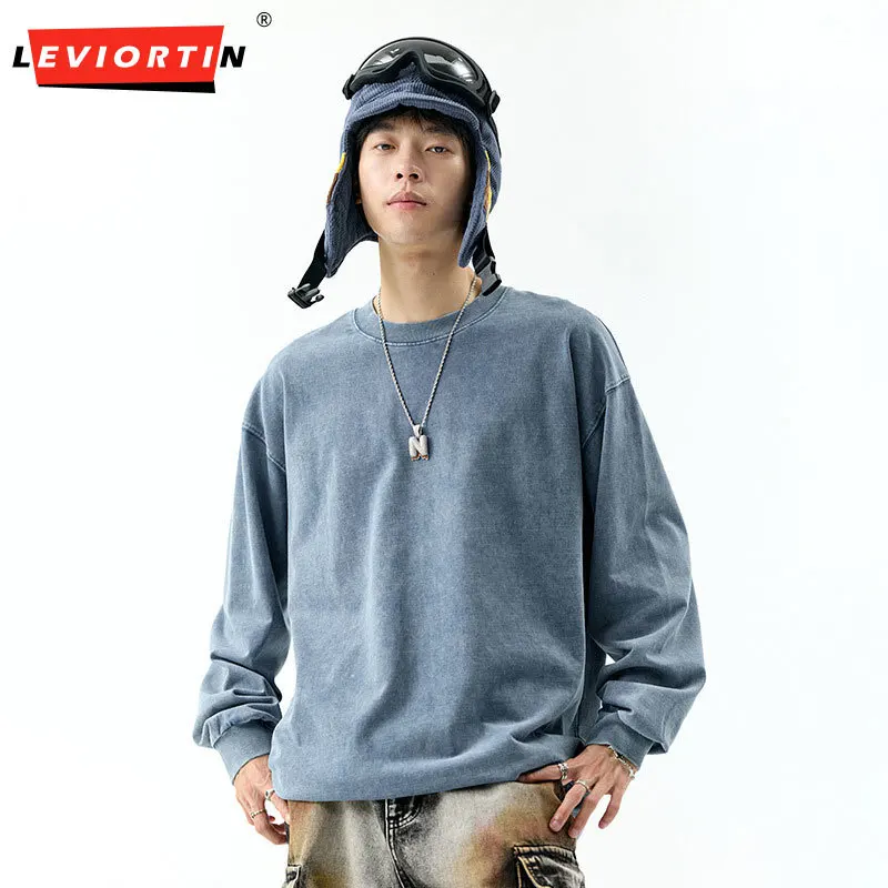 

. Винтажный свитшот унисекс с эффектом потертости, в американском стиле, оверсайз, удобный, дышащий, с длинным рукавом, для повседневной носки, для пар