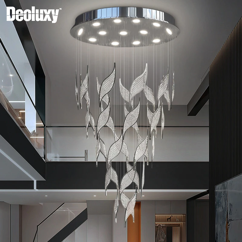 

DEOLUXY Modern chandelier for staircase luxury creative design home decor long crystal light fixture luxury hall cristal lustre