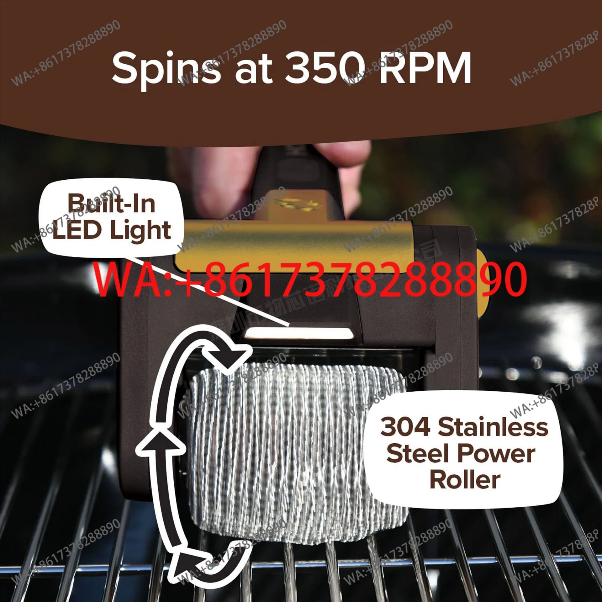 

Новая щетка для гриля из нержавеющей стали 304 с LED-подсветкой и высококачественной щетиной для удаления остатков пищи, модель 2025 года