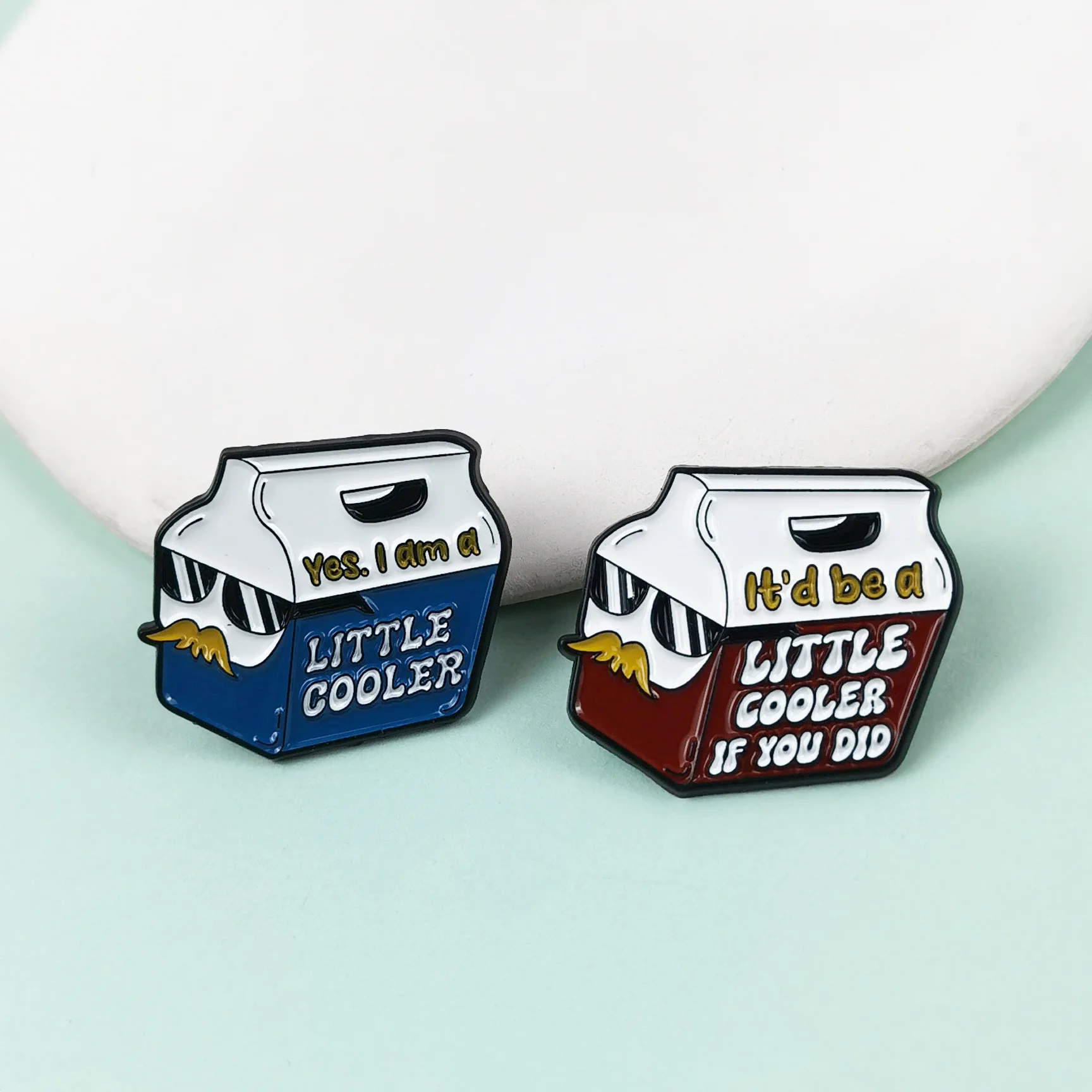 Cartoon sunglasses duck brooch creative personality milk box shape letter short sentence metal badge clothing bag accessories