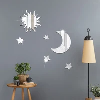 Autocollants muraux stéréo en acrylique BloMirror, étoile et lune, auto-adhésif, amovible, bricolage, chambre et salon, 6 pièces 3