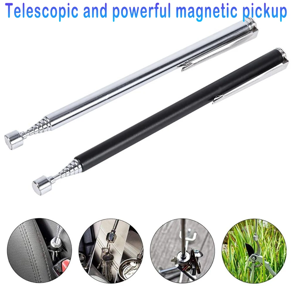1PC Silver/Black Portable Telescopic Magnetic Pen Pick Up Hand Tool Capacity for Picking Up Nut Bolt Extendable Pickup Rod Stick